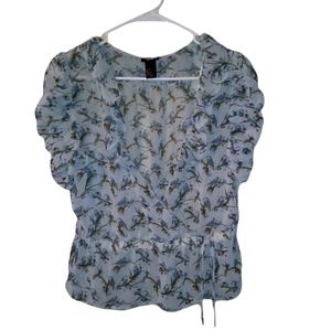 H&M Women's Sheer Short Sleeve Blouse Size 10